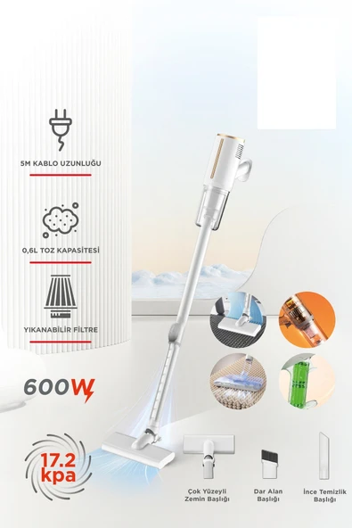 Elektrikli Dikey Süpürge 600W Vakum Süpürge - Resim 2