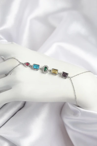 HEYF Pirinç Renkli Zirkon Taşlı Model Gümüş Renk Şahmeran ürün görseli