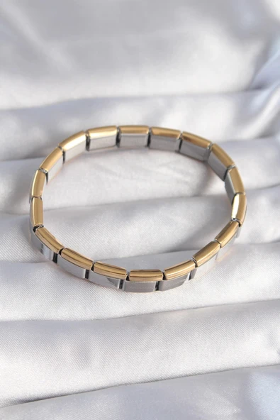 HEYF 316L Çelik Çift Renk Yazılı Nomination Bileklik - Resim 2