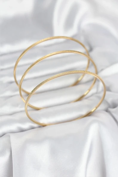 HEYF 316L Çelik Gold Renk Simli Model Ajda 65 mm Kadın Bileklik - Resim 2