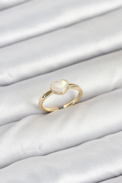 HEYF Pirinç Gold Renk Kalpli Kadın Yüzük ürün görseli 1