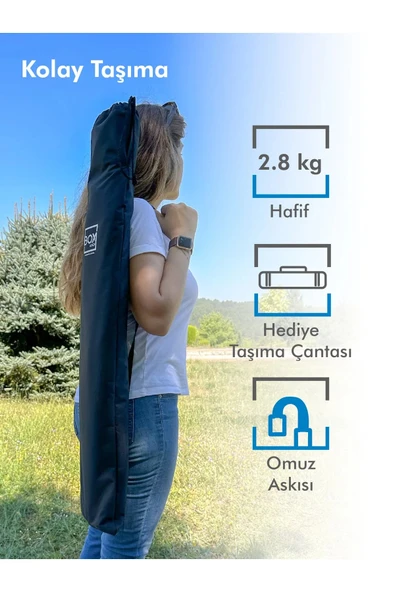 Box&Box Alüminyum Katlanabilir Kamp Sandalyesi, Piknik Sandalyesi, Taşıma Çantalı, Kumaş, Siyah - Resim 7