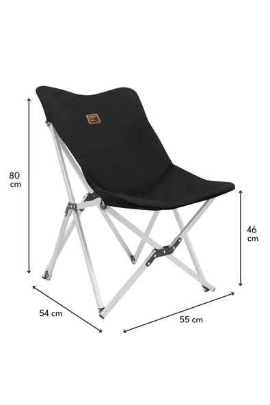 Box&Box Alüminyum Katlanabilir Kamp Sandalyesi, Piknik Sandalyesi, Taşıma Çantalı, Kumaş, Siyah - Resim 8