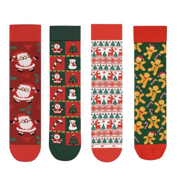 Goma Goma Socks Noel ve Kış Figürleri Temalı Karışık 4’lü Yılbaşı Çorap Seti ürün görseli
