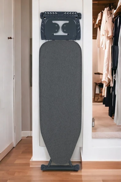 İronika Kalın Borulu Kurutmalık Perilla Silvia Özel Dokuma Kumaşlı Ütü Masası Antrasit - Resim 3