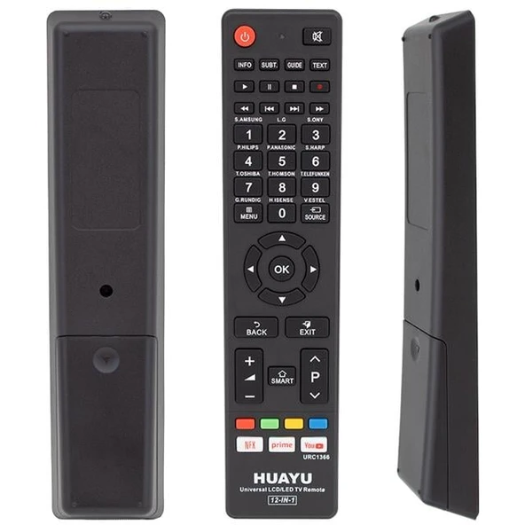Huayu URC1366 12in1 Netflix Prime Youtube Tuşlu Universal Akıllı Kumanda Blisterli ürün görseli 1