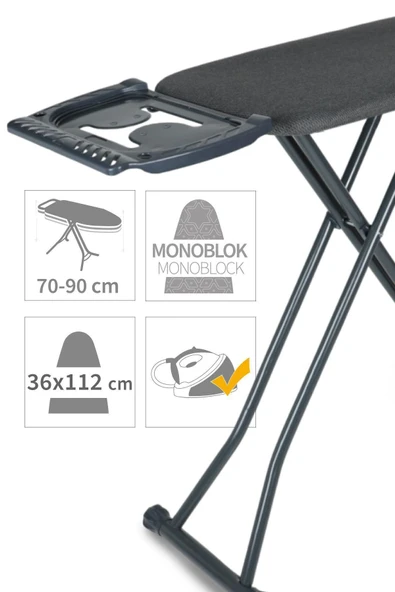 Perilla Silvia Özel Antrasit Dokuma Kumaşlı Ütü Masası - Resim 3