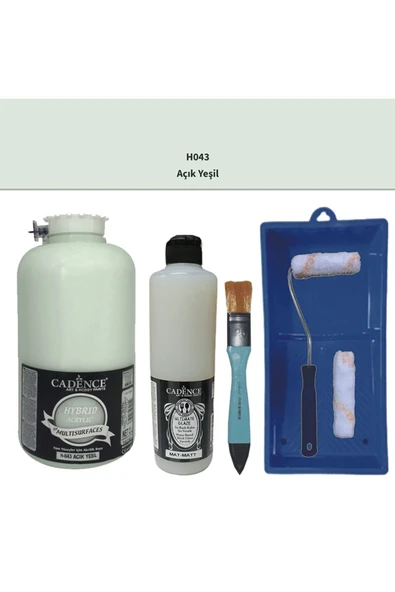 Mobilya Boyası-Cadence Multisurface H-043 Açık Yeşil 2000Ml Ultimate Vernik Mat 500Ml Saten Rulo Set ürün görseli 1