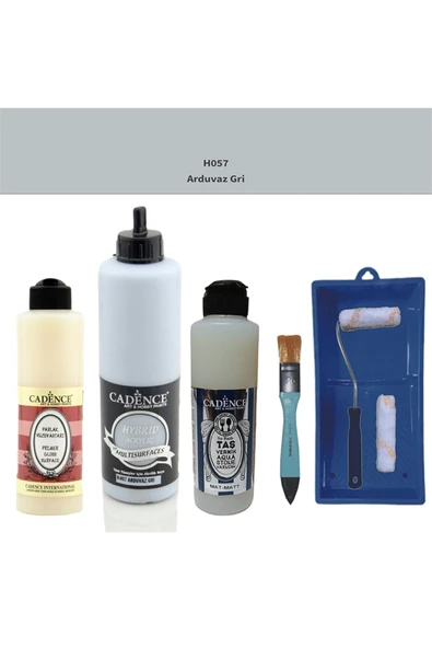 Banyo Mutfak Boyası-Cadence Multi H-057 Arduvaz Gri 500Ml Pya250Ml Taş Vernik Mat 250Ml Saten Rulo ürün görseli 1
