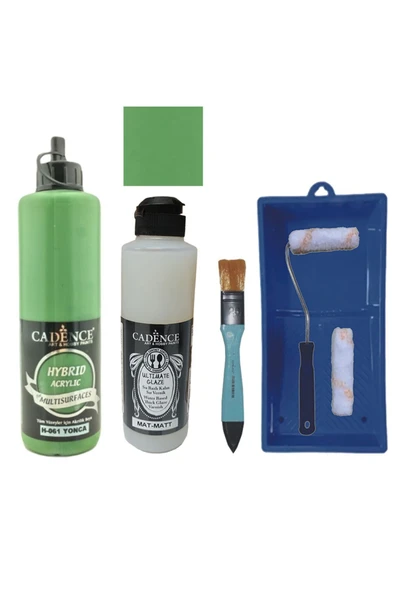 Mobilya Boyası-Cadence Multisurface H-061 Yonca 500Ml Ultimate Vernik Mat 250Ml Saten Rulo Set ürün görseli 1