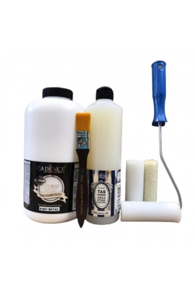 Modahobi Ma Seti 2 Litre Beyaz Boya Taş Vernik Set ürün görseli 1