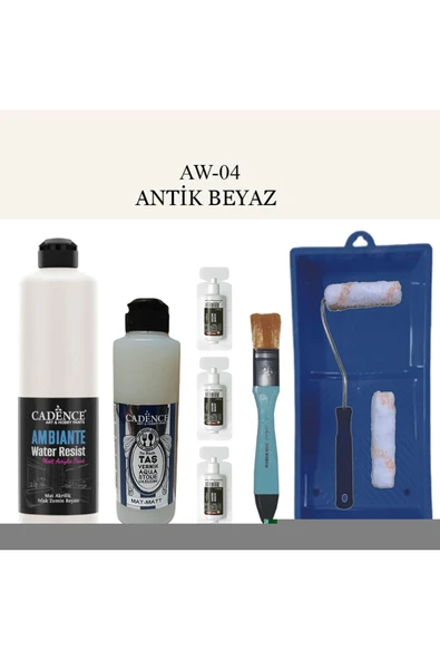 Fayans Tezgah B-Ambiente Islak Zemin Aw-04 AntikBeyaz 500Ml Katalizör30Gr TaşVernikMat250 SatRuloSet ürün görseli 1