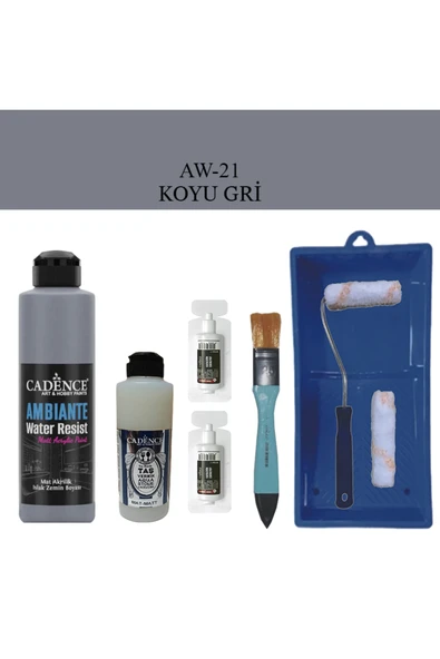 Fayans Tezgah B-Ambiente Islak Zemin Aw-21 KoyuGri 250Ml Katalizör 20Gr TaşVernikMat120 SatenRuloSet ürün görseli 1