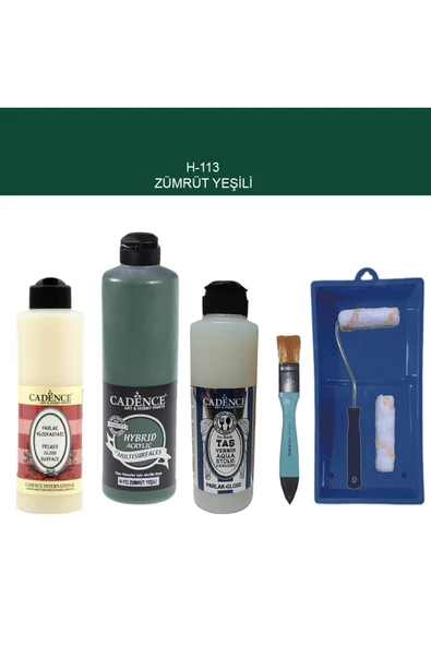 Banyo Mutfak Boyası-Cadence Multi H-113 Zümrüt Yeşili 500Ml Pya250Ml Taş Vernik 250Ml Saten Rulo ürün görseli 1