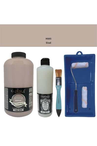 Mobilya Boyası-Cadence Multisurface H-085 Sisal 2000Ml Ultimate Vernik Mat 500Ml Saten Rulo Set ürün görseli 1