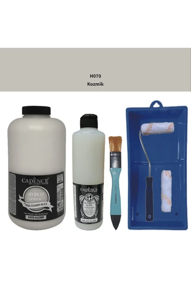 Mobilya Boyası-Cadence Multisurface H-070 Kozmik 2Lt Ultimate Parlak Vernik 500Ml Saten Rulo Set ürün görseli 1