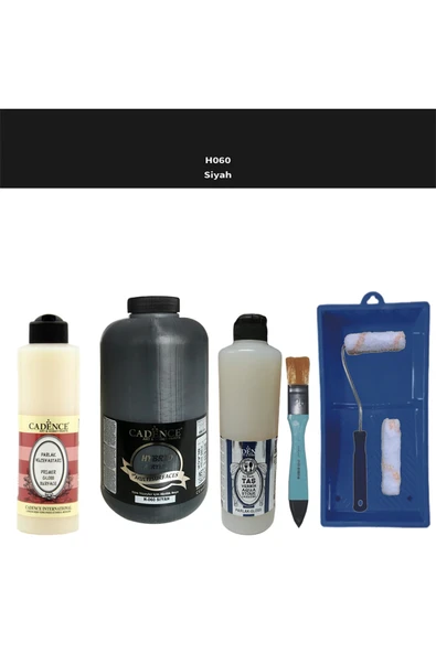 Banyo Mutfak Boyası-Cadence Multi H-060 Siyah 2Lt Pya 500Ml Taş Vernik Parlak 500Ml Ruloset ürün görseli 1