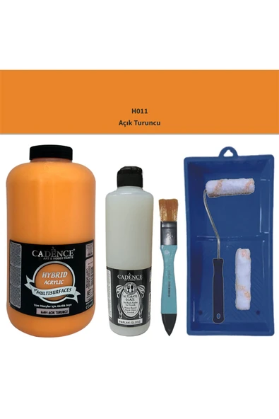 Mobilya Boyası-Cadence Multisurface H-011 Açık Turuncu 2Lt Ultmate Parlak Vernik 500Ml Saten RuloSet ürün görseli 1