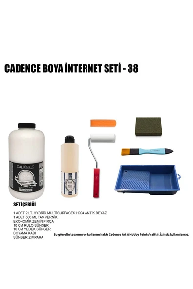Cadence 2 Litre Antik Beyaz 500ml Taş Vernik Set ürün görseli 1