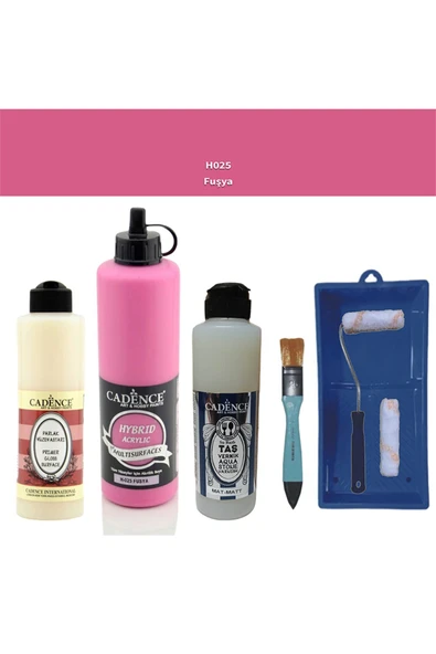 Banyo Mutfak Boyası-Cadence Multi H-025 Fuşya 500Ml Pya250Ml Taş Vernik Mat 250Ml Saten Rulo ürün görseli 1