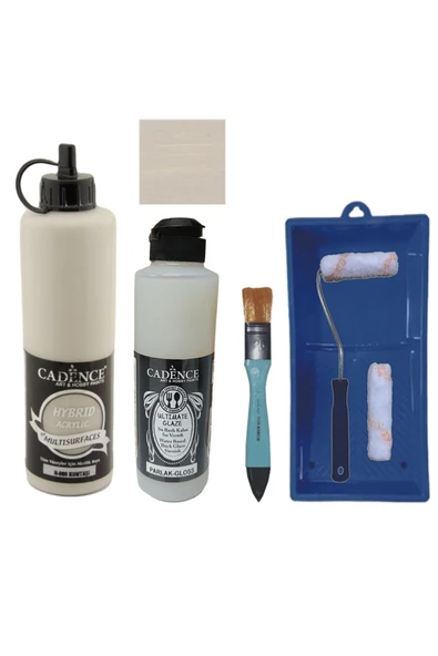 Mobilya Boyası-Cadence Multisurface H-080 Kumtaşı 500Ml Ultimate Vernik Parlak 250Ml Saten Rulo Set ürün görseli 1