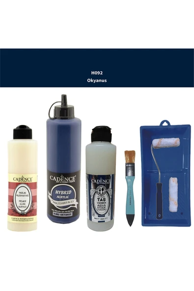 Banyo Mutfak Boyası-Cadence Multi H-092 Okyanus  500Ml Pya250Ml Taş Vernik Mat 250Ml Saten Rulo ürün görseli 1