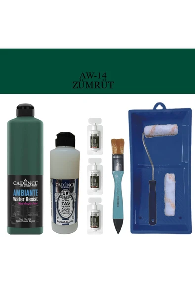 Fayans Tezgah B.-Ambiente Islak Zemin Aw-14 Zümrüt 500Ml Katalizör 30Gr Taş Vernik 250 SatenRuloSet ürün görseli 1