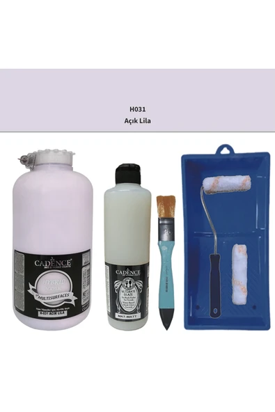 Mobilya Boyası-Cadence Multisurface H-031 Açık Lila 2000Ml Ultimate Vernik Mat 500Ml Saten Rulo Set ürün görseli 1