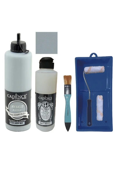 Mobilya Boyası-Cadence Multisurface H-039 Lagun Mavi 500Ml Ultimate Vernik Mat 250Ml Saten Rulo Set ürün görseli 1