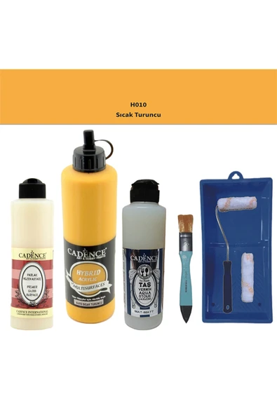 Banyo Mutfak Boyası-Cadence Multi H-010 Sıcak Turuncu 500Ml Pya250Ml Taş Vernik Mat 250Ml Saten Rulo ürün görseli 1