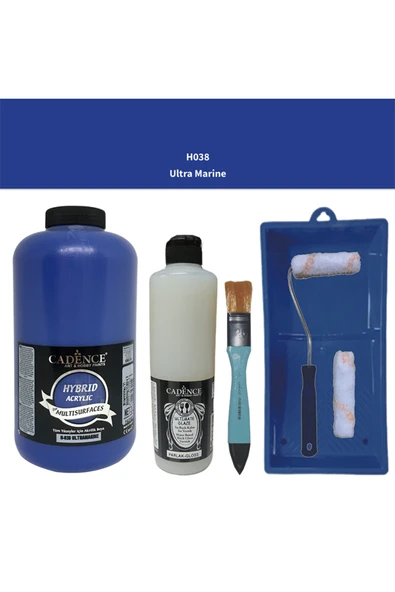 Mobilya Boyası-Cadence Multisurface H-038 Ultramarine 2Lt Ultimate Parlak Vernik 500Ml Saten RuloSet ürün görseli 1