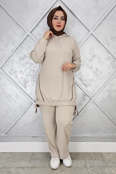 KADIN KAPÜŞONLU KOMBİNLİ TESETTÜR TAKIM - Resim 6