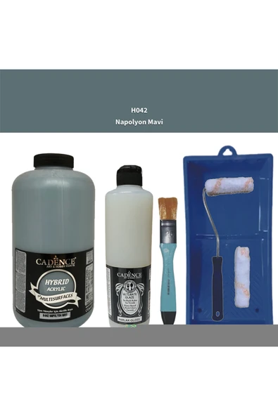 Mobilya Boyası-Cadence Multisurface H-042 N.Mavi 2Lt Ultimate Parlak Vernik 500Ml Saten Rulo Set ürün görseli 1