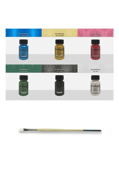 Cadence Dora Metalik 6'lı Boya Seti + 986-1/2 Fırça ürün görseli 1