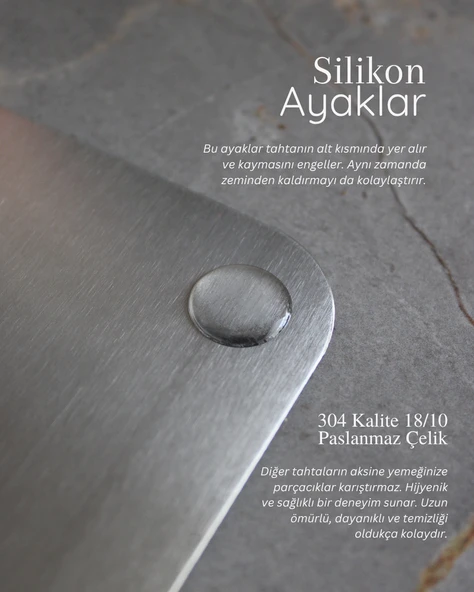 Paslanmaz Çelik Doğrama Tahtası Büyük Boy 25x33 cm - Resim 2