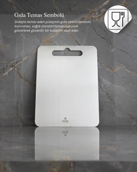 Paslanmaz Çelik Doğrama Tahtası Büyük Boy 25x33 cm ürün görseli 1