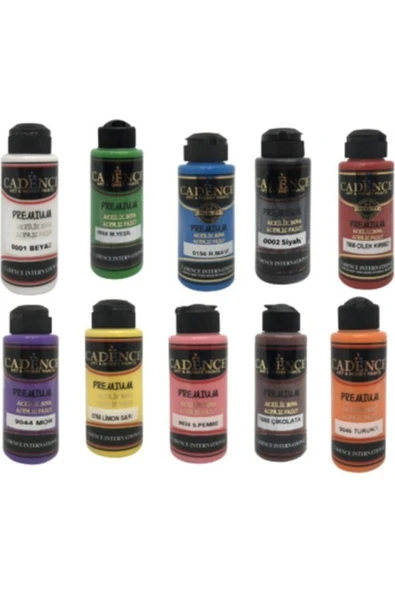 Cadence Premium Akrilik Boya Seti 120 ml 10 Renk Eko Fırça ürün görseli 1
