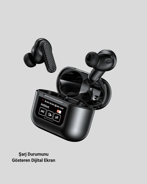 Aktif Gürültü Engelleme Kablosuz Bluetooth Kulaklık–Dijital Ekranlı, Dokunmatik ve Uzun Pil Ömürlü - 2