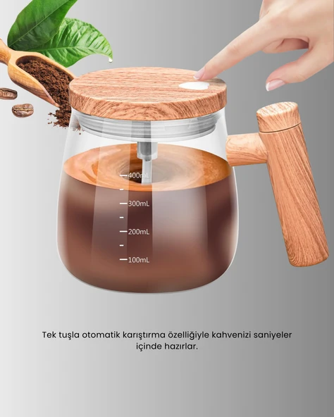 Isıtıcılı Manyetik Karıştırıcı Kupa – 400 ml, C Tipi Şarjlı, Akıllı Tasarım - Resim 2