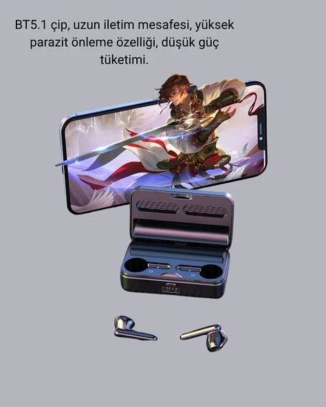 HiFi Ses Kaliteli Kablosuz Kulaklık – BT5.1, LED Ekranlı Şarj Kutusu, 3500 mAh - 3