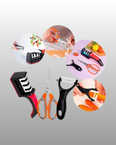 3 Parçalı Çok Fonksiyonlu Mutfak Makas Seti – Paslanmaz Çelik, Ergonomik Tasarım - Resim 3