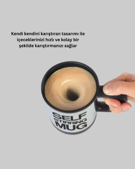 Otomatik Karıştıran Akıllı Kupa – Paslanmaz Çelik, Isı Korumalı - Resim 3