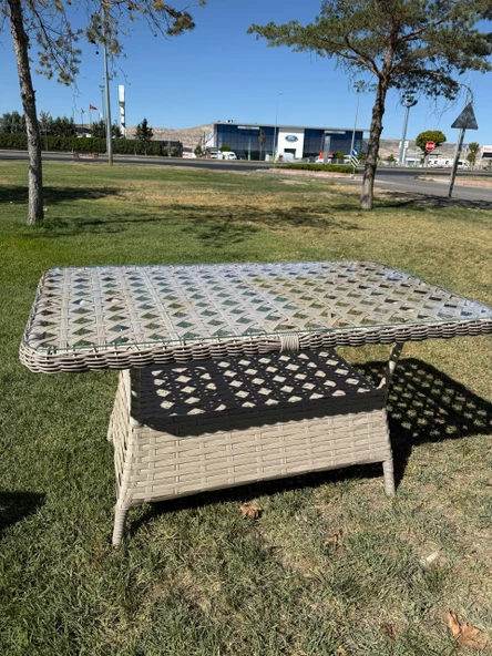 Ayaz 7 Kişilik Rattan Bahçe Oturma Grubu – 3+1+1 Koltuk, Cam Masa Ve 2 Puf Hediyeli - Resim 7