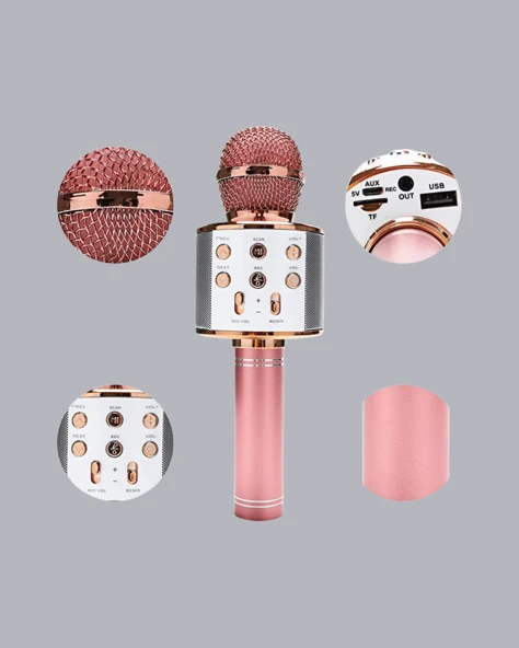 Taşınabilir Karaoke Mikrofon – Bluetooth, USB ve AUX Girişli - Resim 4