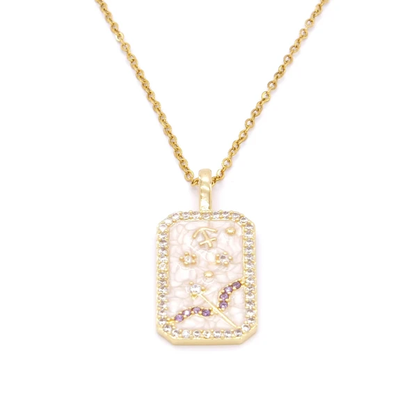 Çelik Kolye, Altın Kaplama Yay Burcu Çelik Kadın Kolye K-101 ürün görseli