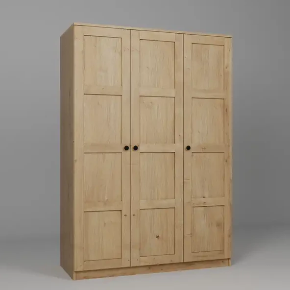 Lucas 3 Kapılı Yüklük, Yorgan, Yastık Dolabı - Safir Meşe - 6