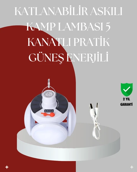 Uzaktan Kumandalı, 360 Derece Katlanabilir Solar LED Aydınlatma Çadır Lambası ürün görseli