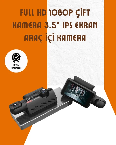 Araç İçi ve Ön Kameralı 3 İnç IPS Ekranlı Full HD Güvenlik Kamerası ürün görseli