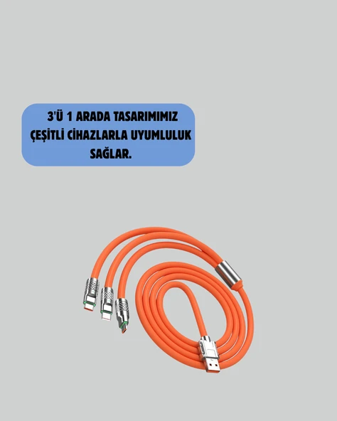 Çoklu Cihaz Dostu 120 W Hızlı Şarj Kablosu – Tek Kablo ile Her Cihaz Elinizin Altında - Resim 4