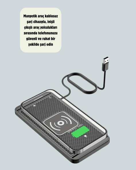 Hızlı Kablosuz Araç Şarj Cihazı – Manyetik Pad, Aşırı Isınma Korumalı - Resim 5